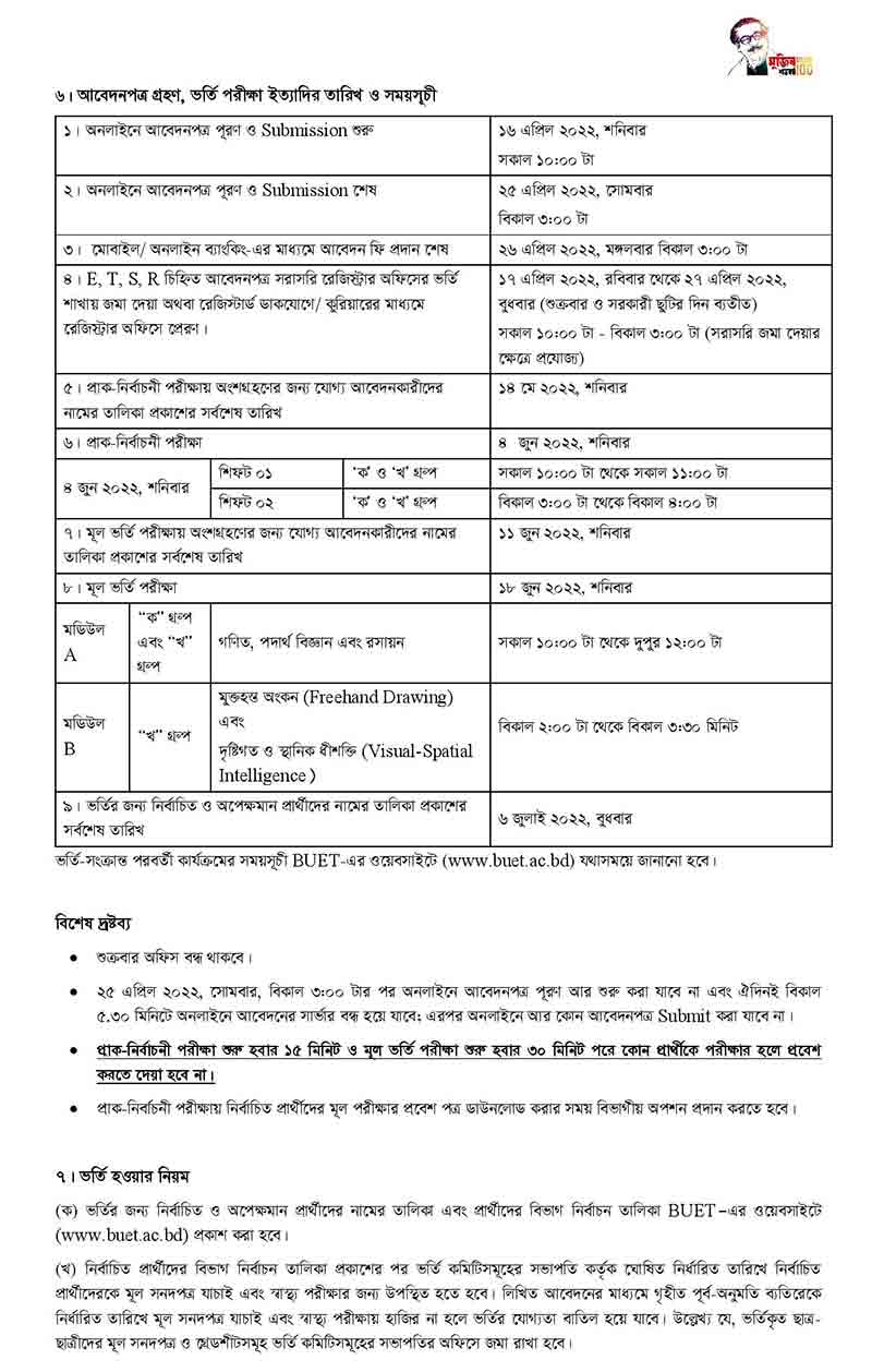 Buet Admission Circular 2024 PDF Download – buet.ac.bd