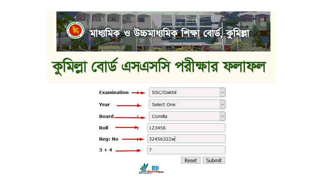 Comilla Board SSC Result 2024 with Marksheet Number