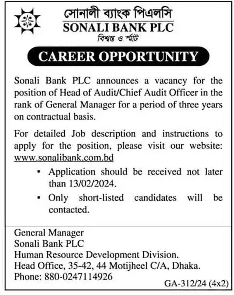 Sonali Bank Job Circular 2024 