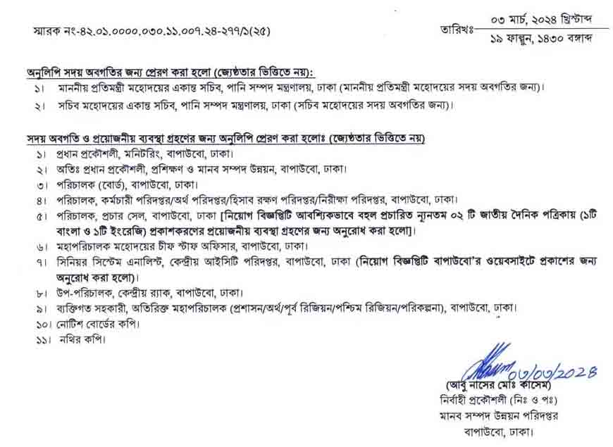 Bangladesh Water Development Board Job Circular 2024 bwdb.gov.bd