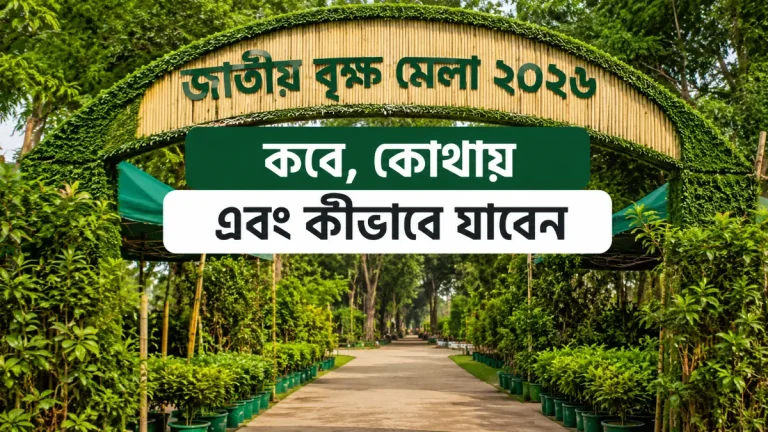 জাতীয় বৃক্ষ মেলা ২০২৬ প্রবেশদ্বার ও বিভিন্ন গাছের স্টল